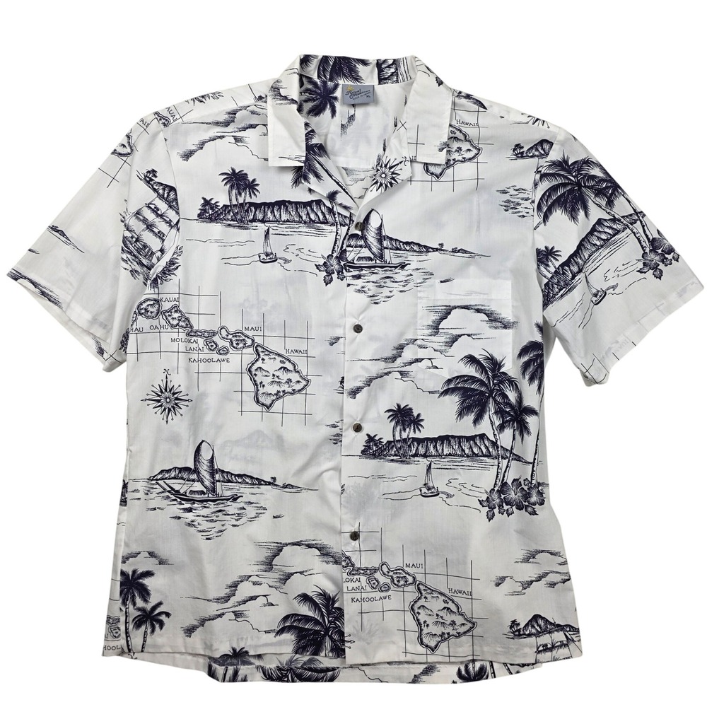 Royal Creations Mens Hawaiian Shirt XL Hawaii Print Palm Island Made in Hawaii